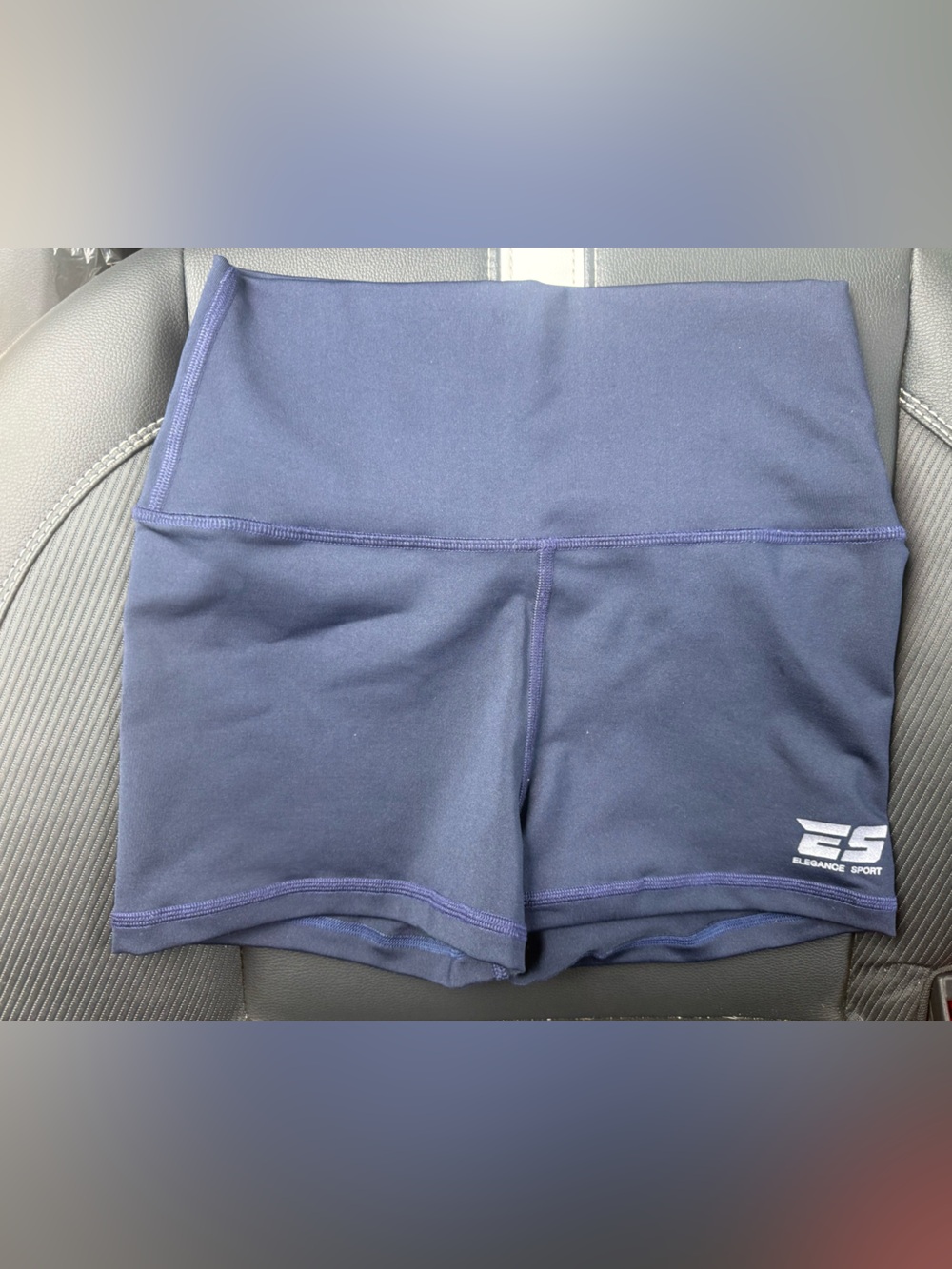 High-Waist Navy Athletic Shorts